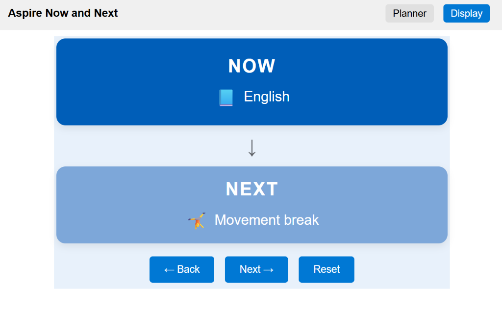 Now and Next - Display View