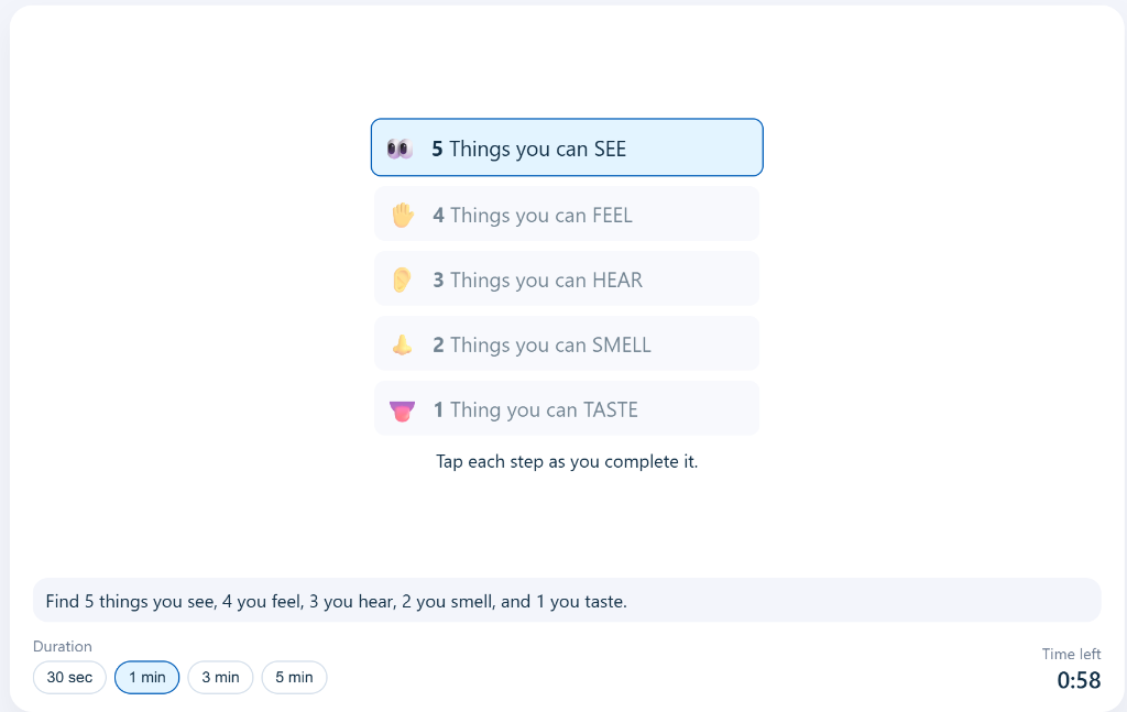 Self Regulation - 5-4-3-2-1 Grounding