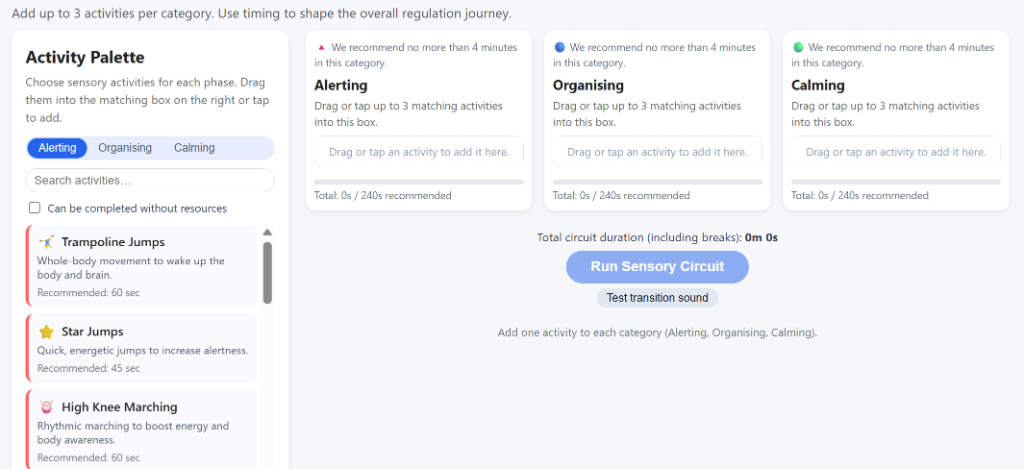 Sensory Circuit Builder - Activity Palette