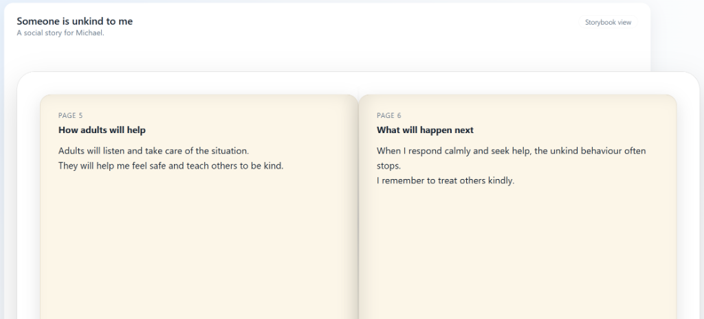 Social Story - Storybook View